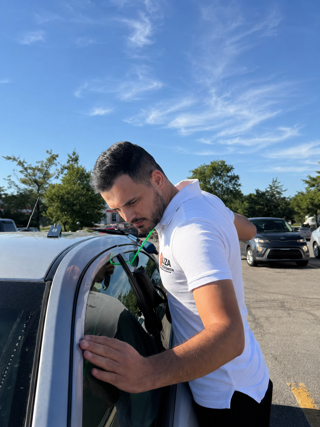 Liza Locksmith automotive technician on a mobile service call in Phoenix